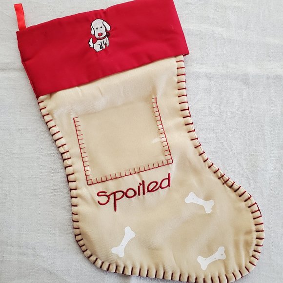 Set of 3 Red Pampered Dog Christmas Stockings Spoiled Princess Boss 16"x8" - Picture 7 of 10